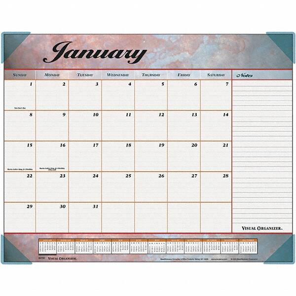 AT-A-GLANCE - 12 Sheet, 22 x 17", Desk Pad Calendar - Marble Burgundy - Benchmark Tooling