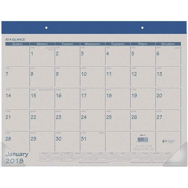 AT-A-GLANCE - 12 Sheet, 22 x 17", Desk Pad Calendar - Blue - Benchmark Tooling