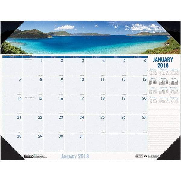 House of Doolittle - 12 Sheet, 18-1/2 x 13", Desk Pad Calendar - Coastlines - Benchmark Tooling