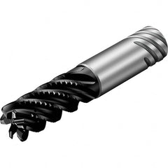 Sandvik Coromant - 32mm, 6 Flute, Solid Carbide, 4mm Corner Chamfer End Mill - 42° Helix, 66mm LOC - Benchmark Tooling