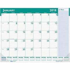 House of Doolittle - 12 Sheet, 22 x 17", Desk Pad Calendar - White & Teal - Benchmark Tooling