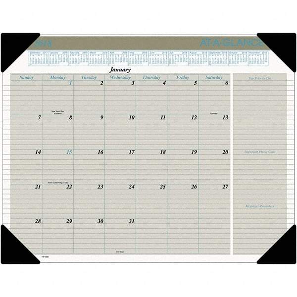 AT-A-GLANCE - 12 Sheet, 22 x 17", Desk Pad Calendar - Buff - Benchmark Tooling