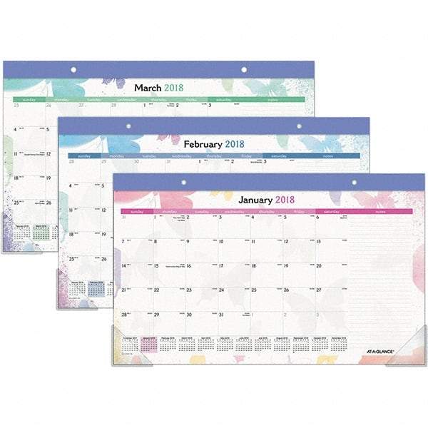 AT-A-GLANCE - 12 Sheet, 17-3/4 x 10-7/8", Desk Pad Calendar - Watercolors - Benchmark Tooling