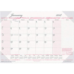 House of Doolittle - 12 Sheet, 18-1/2 x 13", Desk Pad Calendar - Pink & Gray - Benchmark Tooling