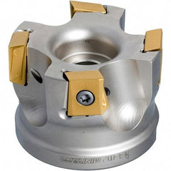 Iscar - 6 Inserts, 2-1/2" Cut Diam, 1" Arbor Diam, 0.63" Max Depth of Cut, Indexable Square-Shoulder Face Mill - 0/90° Lead Angle, 1-3/4" High, T490 LN.T 1607 Insert Compatibility, Through Coolant, Series Helitang - Benchmark Tooling