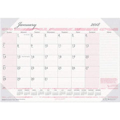 House of Doolittle - 12 Sheet, 22 x 17", Desk Pad Calendar - Pink & Gray - Benchmark Tooling