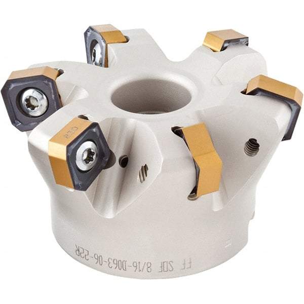 Iscar - 7 Inserts, 3.211" Cutter Diam, 0.047" Max Depth of Cut, Indexable High-Feed Face Mill - 1" Arbor Hole Diam, 2-3/4" High, FF SOF Toolholder, ON.U 05, OXMT 0507, S845 SN.U 13 Inserts, Series Helido - Benchmark Tooling