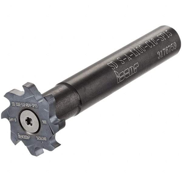 Iscar - T-Slot 5/8" Stepped Shank Milling Tip Insert Holder & Shank - 7" Projection, 0.591" Neck Diam, M5x0.50 Neck Thread, 7.192" OAL, Carbide SD S-A Tool Holder - Benchmark Tooling