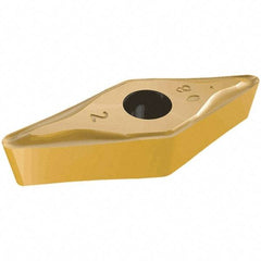 Iscar - VNMG2.5-1 FNF Grade IC520N Carbide Turning Insert - TiCN/TiN Finish, 35° Diamond, 7.15mm Inscr Circle, 3.97mm Thick, 0.4mm Corner Radius - Benchmark Tooling