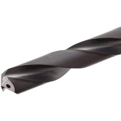 Iscar - 10.5mm 140° Solid Carbide Jobber Drill - TiAlN Finish, Right Hand Cut, Spiral Flute, Straight Shank, 102mm OAL, Standard Point - Benchmark Tooling