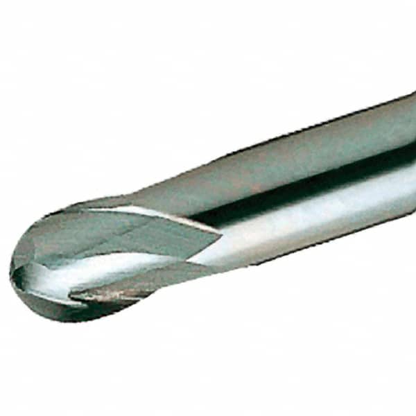 Iscar - 12mm Diam, 22mm LOC, 2 Flute Solid Carbide Ball End Mill - TiAlN Finish, Single End, 83mm OAL, 12mm Shank Diam, Spiral Flute - Benchmark Tooling