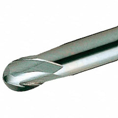 Iscar - 12mm Diam, 22mm LOC, 2 Flute Solid Carbide Ball End Mill - TiAlN Finish, Single End, 83mm OAL, 12mm Shank Diam, Spiral Flute - Benchmark Tooling