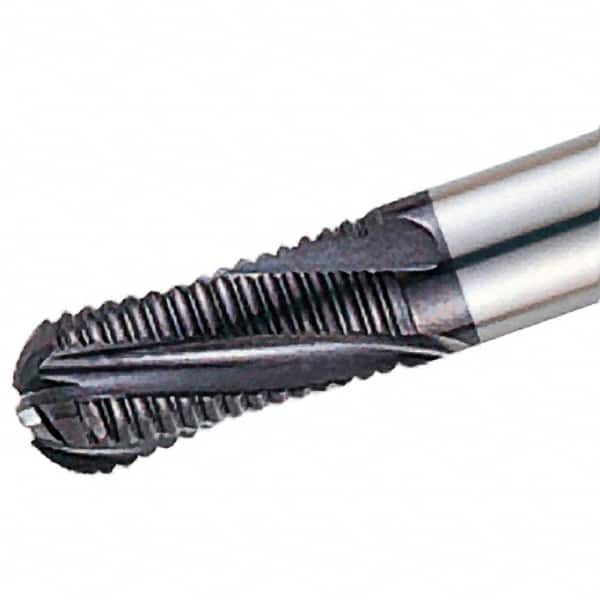 Iscar - 16mm Diam, 32mm LOC, 4 Flute Solid Carbide Roughing Ball End Mill - TiAlN Finish, 92mm OAL, 16mm Shank Diam, Single End, 20° Helix - Benchmark Tooling