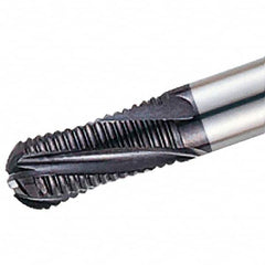 Iscar - 8mm Diam, 16mm LOC, 3 Flute Solid Carbide Roughing Ball End Mill - TiAlN Finish, 63mm OAL, 8mm Shank Diam, Single End, 20° Helix - Benchmark Tooling