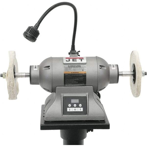 Jet - 8" Wheel Diam x 1/2" Wheel Width, 1 hp Buffer - 5/8" Arbor Hole Diam, 3 Phase, 3,600 Max RPM, 115 Volts - Benchmark Tooling