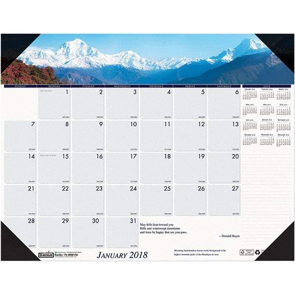 House of Doolittle - 12 Sheet, 22 x 17", Desk Pad Calendar - Mountains - Benchmark Tooling