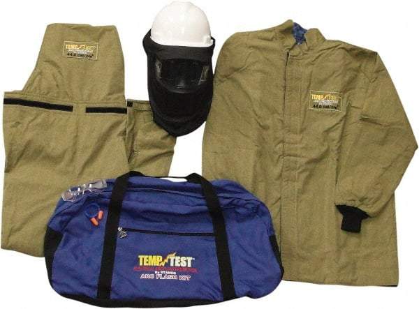 Stanco Safety Products - Size XL, 4 HRC, 11 oz Arc Flash Clothing Kit - 44 cal per Sq cm, Face Shield & Hard Hat Protection, 35" Coat & Bib Overalls, Includes Gear Bag - Benchmark Tooling