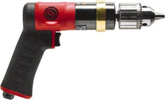 Chicago Pneumatic - 1/2" Keyed Chuck - Pistol Grip Handle, 600 RPM, 0.5 hp, 90 psi - Benchmark Tooling