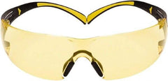 3M - Amber Lenses, Frameless Safety Glasses - Anti-Fog, Yellow, Black Frame, Size Universal, Wrap Around - Benchmark Tooling