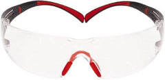 3M - Clear Lenses, Frameless Safety Glasses - Anti-Fog, Red, Gray Frame, Size Universal, Wrap Around - Benchmark Tooling