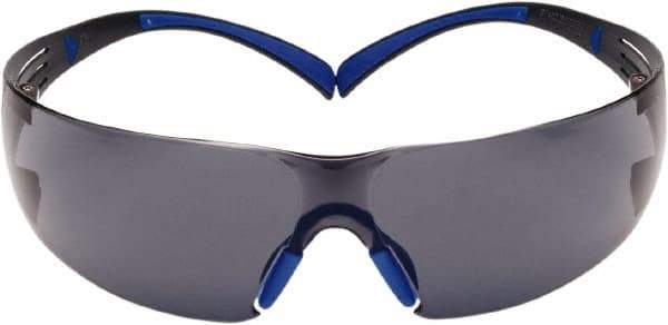 3M - Gray Lenses, Frameless Safety Glasses - Anti-Fog, Blue/Gray Frame, Size Universal, Wrap Around - Benchmark Tooling