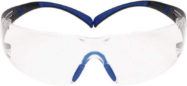 3M - Clear Lenses, Frameless Safety Glasses - Anti-Fog, Blue/Gray Frame, Size Universal, Wrap Around - Benchmark Tooling