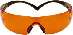3M - Orange Lenses, Frameless Safety Glasses - Anti-Fog, Brown, Black Frame, Size Universal, Wrap Around - Benchmark Tooling