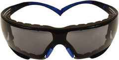 3M - Gray Lenses, Frameless Safety Glasses - Anti-Fog, Blue/Gray Frame, Size Universal, Wrap Around - Benchmark Tooling