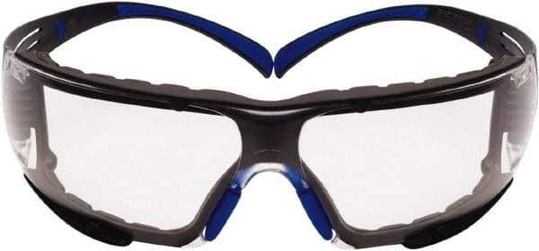 3M - Clear Lenses, Frameless Safety Glasses - Anti-Fog, Blue/Gray Frame, Size Universal, Wrap Around - Benchmark Tooling