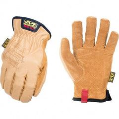 Mechanix Wear - Size M, ANSI Cut Lvl A9, Genuine Leather Cut & Puncture Resistant Gloves - Elastic Cuff, Brown, Paired - Benchmark Tooling