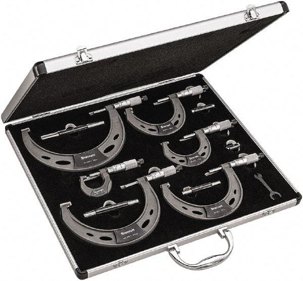 Starrett - Mechanical Outside Micrometer Sets Minimum Measurement (Inch): 0 Maximum Measurement (Inch): 6 - Benchmark Tooling