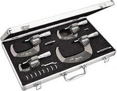 Starrett - Mechanical Outside Micrometer Sets Minimum Measurement (Inch): 0 Maximum Measurement (Inch): 4 - Benchmark Tooling