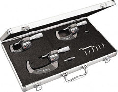 Starrett - Mechanical Outside Micrometer Sets Minimum Measurement (Inch): 0 Maximum Measurement (Inch): 3 - Benchmark Tooling