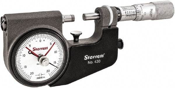 Starrett - Mechanical Indicating Micrometers Minimum Measurement (Inch): 0 Maximum Measurement (Inch): 1 - Benchmark Tooling