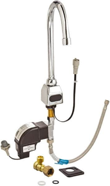 Zurn - Chrome Plated Electronic Internal Temperature Control Mixer Sensor Faucet - Powered by 4 AA Batteries, Gooseneck Spout, Single Hole Mounting Centers - Benchmark Tooling