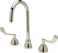 Zurn - Gooseneck, Two Handle, Chrome Plated Deck Mount, Laboratory Faucet - Wrist Blade Handle - Benchmark Tooling