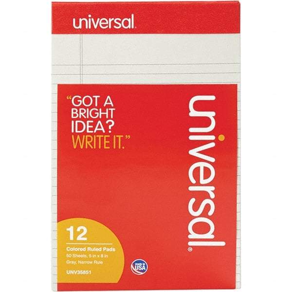 UNIVERSAL - 50 Sheet, 5 x 8", Narrow Note Pad - Gray - Benchmark Tooling