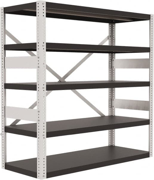 Valley Craft - 4 Shelf Starter Open Steel Shelving - 10,000 Lb Capacity, 60" Wide x 60" High x 24" Deep, Gray - Benchmark Tooling