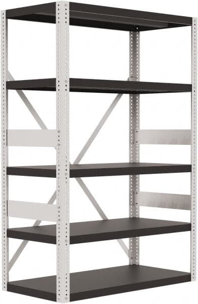 Valley Craft - 4 Shelf Starter Open Steel Shelving - 10,000 Lb Capacity, 48" Wide x 72" High x 24" Deep, Gray - Benchmark Tooling