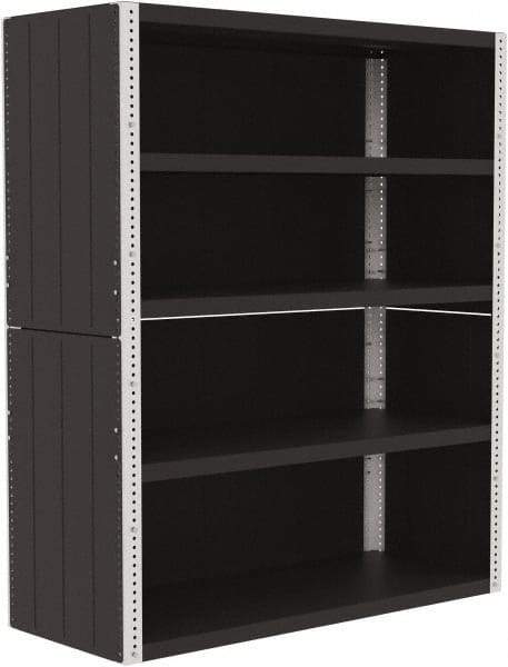 Valley Craft - 4 Shelves, 10,000 Lb Capacity, Enclosed Shelving - 60" Wide x 24" Deep x 72" High, Gray - Benchmark Tooling