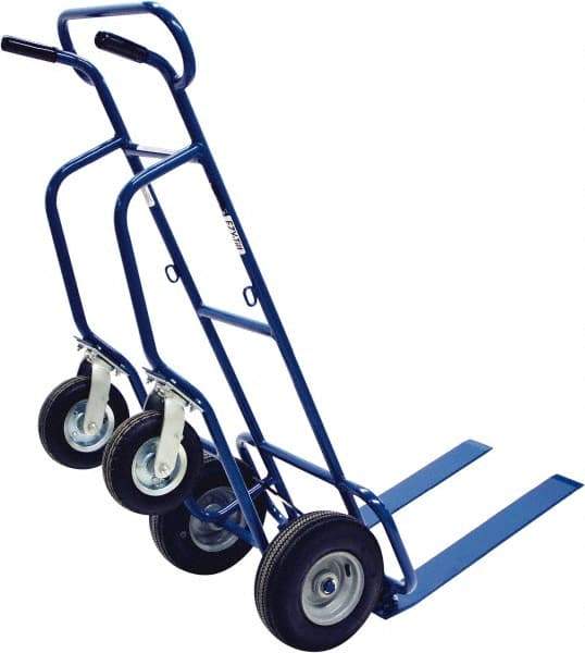 Valley Craft - 600 Lb Capacity 62" OAH Hand Truck - Dual Loop Handle, Steel, Pneumatic Wheels - Benchmark Tooling