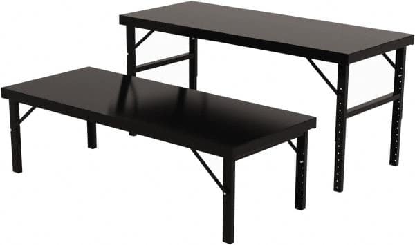 Valley Craft - 34 Wide x 84" Deep x 28" High, Steel Work Table - 14 Gauge Stainless Steel Top, Adjustable Height Legs, Gray - Benchmark Tooling