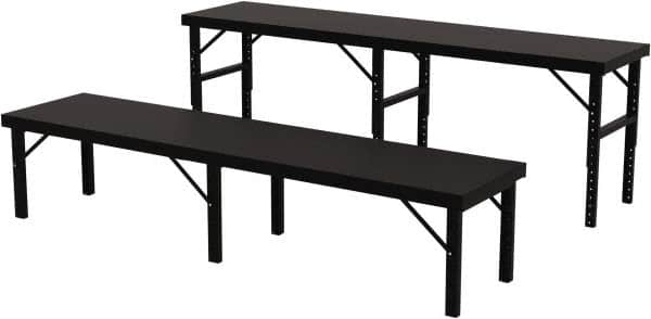 Valley Craft - 28 Wide x 120" Deep x 28" High, Steel Work Table - 14 Gauge Stainless Steel Top, Adjustable Height Legs, Gray - Benchmark Tooling