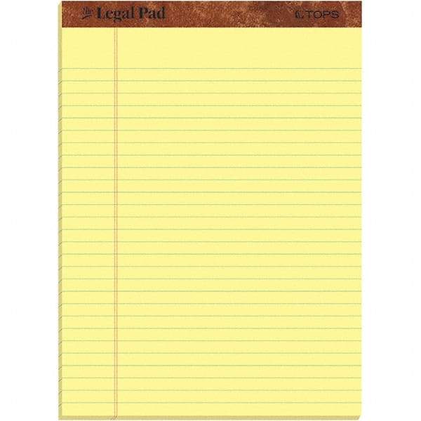 TOPS - 50 Sheet, 8-1/2 x 11", Legal/Wide (Style) Legal Pad - Canary - Benchmark Tooling