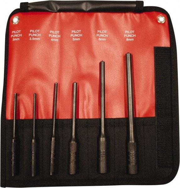 Mayhew - 6 Piece, 3 to 8mm, Pin & Pilot Punch Set - Hex Shank, Steel, Comes in Kit Bag - Benchmark Tooling