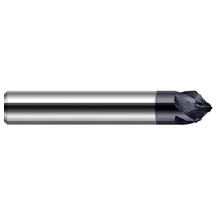 Harvey Tool - 1/2" Diam 90°/90° 4-Flute Single End Solid Carbide Chamfer Mill - Exact Industrial Supply