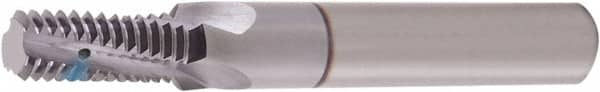 Vargus - 3/8-18 NPT, 0.439" Cutting Diam, 4 Flute, Solid Carbide Helical Flute Thread Mill - Internal/External Thread, 0.583" LOC, 2-7/8" OAL, 1/2" Shank Diam - Benchmark Tooling