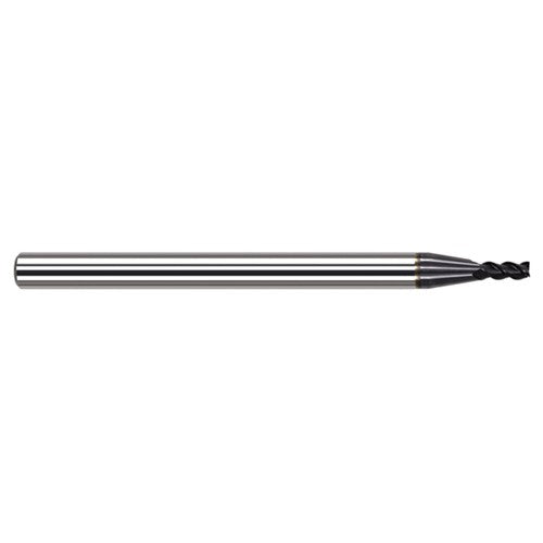 Variable Helix End Mills for Exotic Alloys - 0.0930″ (3/32″) Cutter Diameter × 0.0050″ Radius × 0.2790″ Length of Cut Carbide Corner Radius End Mill for Exotic Alloys, 3 Flutes, AlTiN Nano Coated - Exact Industrial Supply