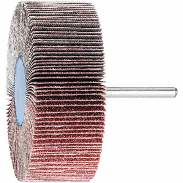 PFERD - 3" Diam x 1" Face Width, Aluminum Oxide Coated Mounted Flap Wheel - 1/4" Shank Mount, 80 Grit, 20,000 Max RPM - Benchmark Tooling