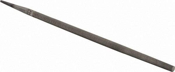 PFERD - 12" Long, Smooth Cut, Round American-Pattern File - Single Cut, 1/2" Overall Thickness, Tang - Benchmark Tooling